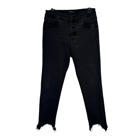 Black Label by C'est Toi Black Button Fly Distressed Skinny Jeans Pants Size 11 - Picture 1 of 10